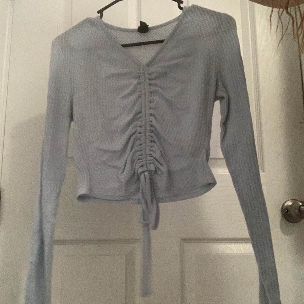 Crop top cinched baby blue Long sleeve